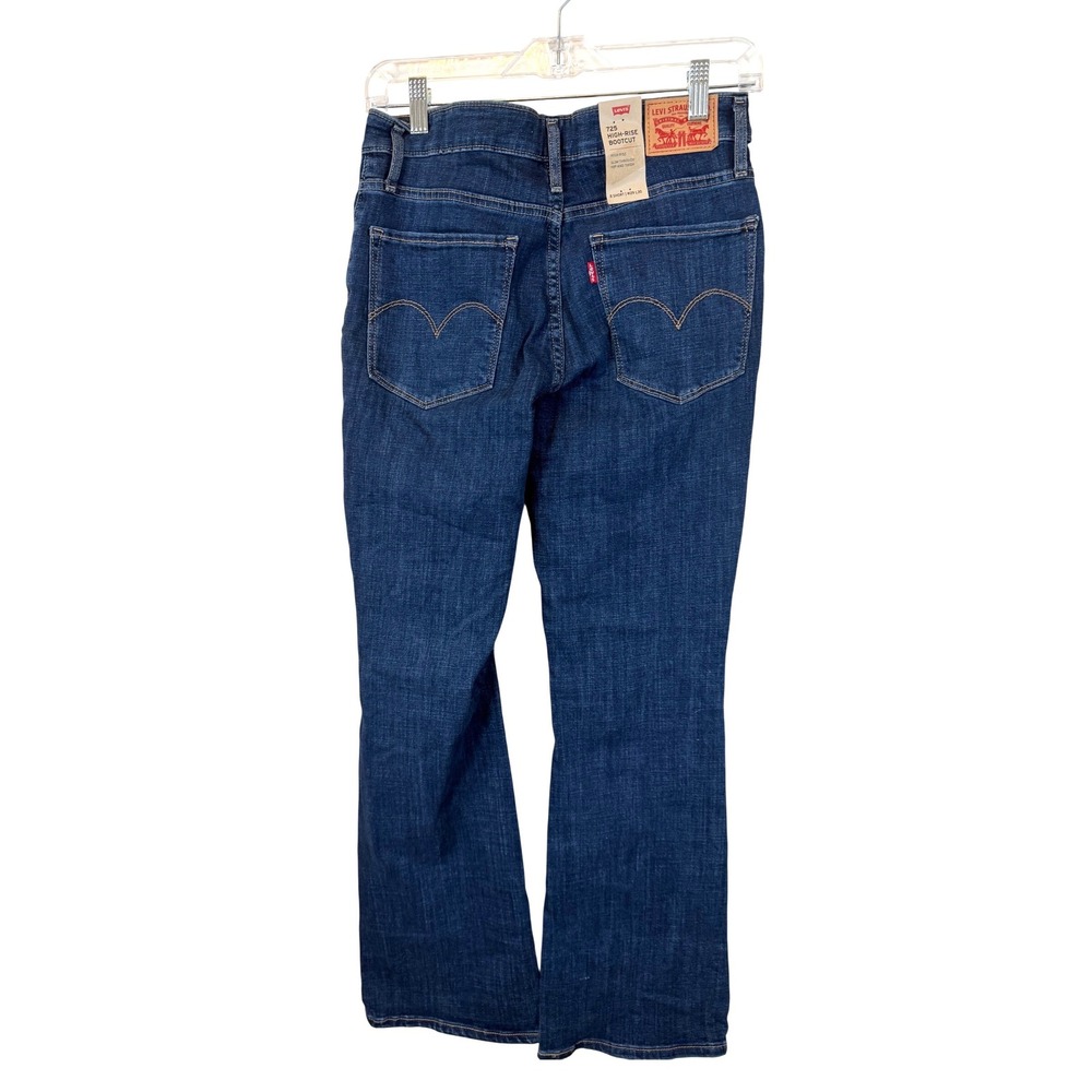 Levis 725 High Rise Bootcut Jeans Womens 8 Short W29 L30 Dark Wash Hypersoft NEW - Picture 3 of 9